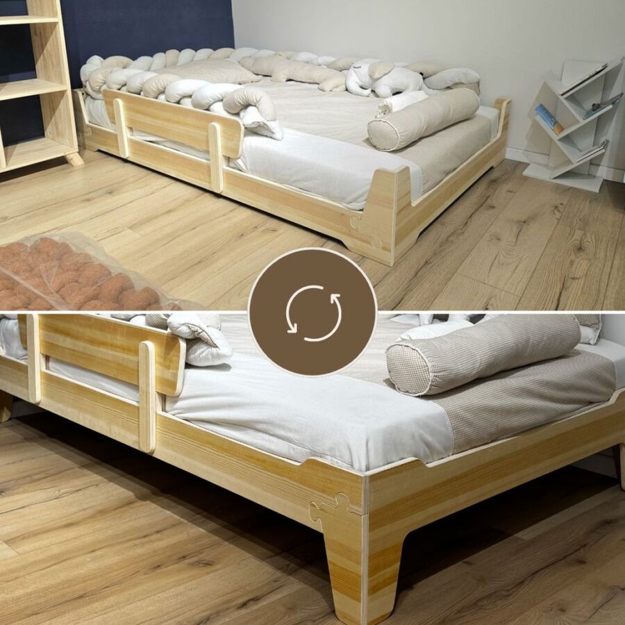 מיטה וחצי מונטסורי מתהפכת מעץ ליבנה טבעי מיטה וחצי מונטסורי מתהפכת מעץ ליבנה טבעי
